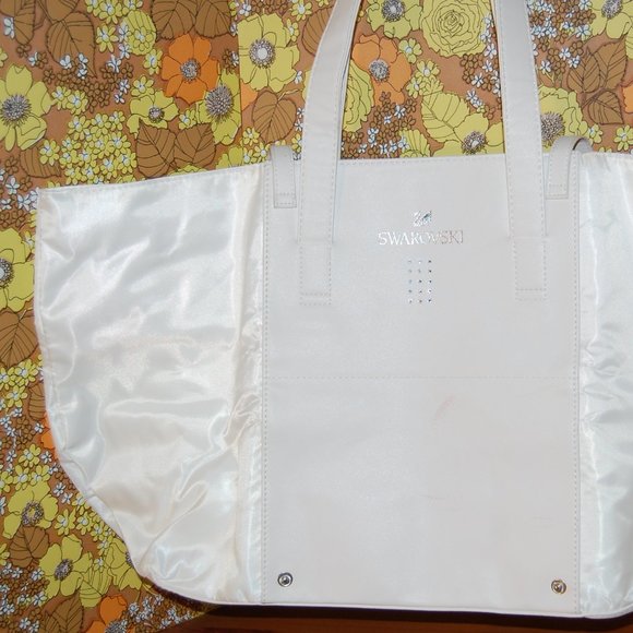 SWAROVSKI big foldable White TOTE Shoulder BAG - Picture 7 of 10